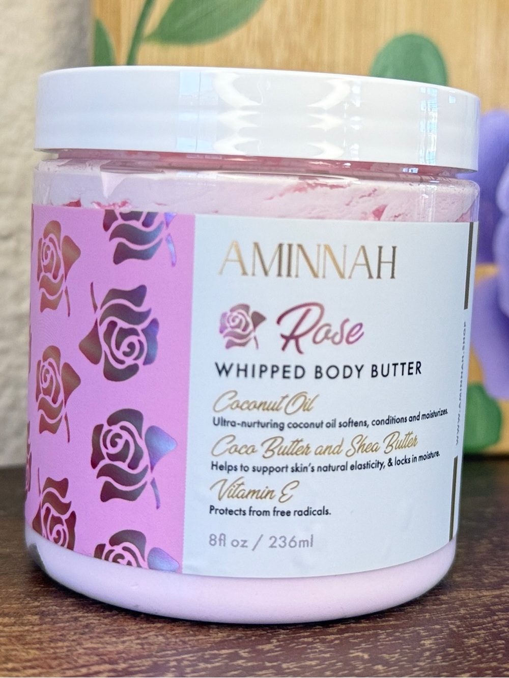 Aminnah Rose Whipped Body Butter, 8 oz - Picture 2 of 7